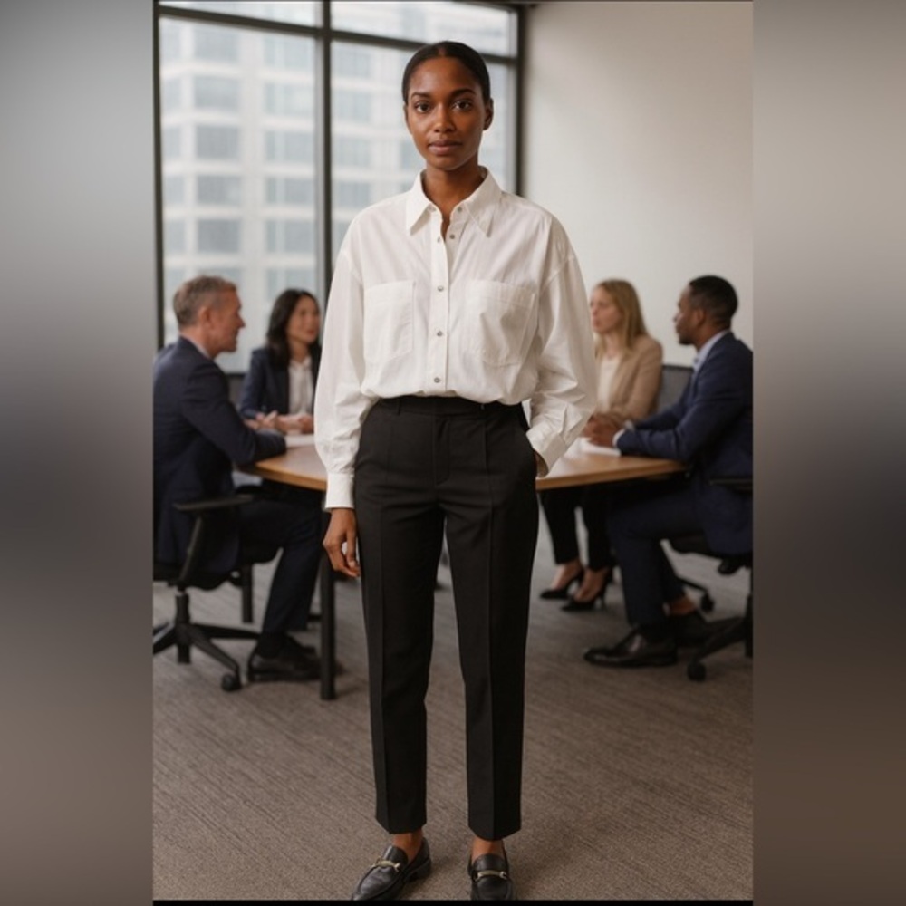 🆕Zara white shirt, w/snap closures & two chest pocket front, cuffs 🤍